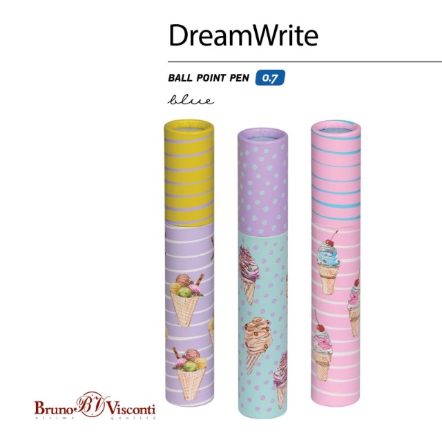 Ручка подар шар BV DreamWrite синяя 0,7мм Сахарный рожок Превью 6