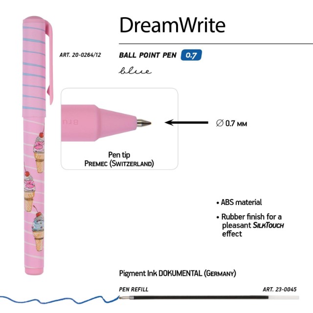 Ручка подар шар BV DreamWrite синяя 0,7мм Сахарный рожок Превью 8