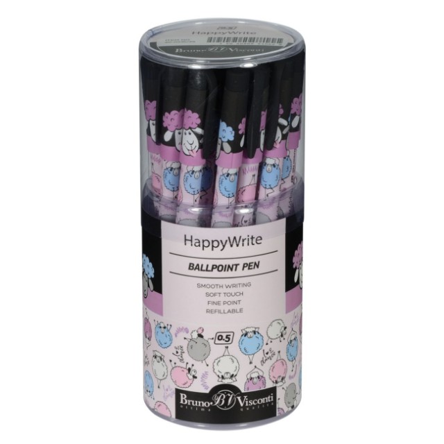 Ручка шариковая синяя BV HappyWrite Друзья. Овечки 0,5мм принт Превью 3