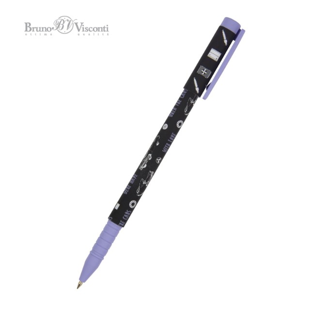 Ручка шариковая синяя BV FunWrite Машины. Цвет голубой 0,5мм принт