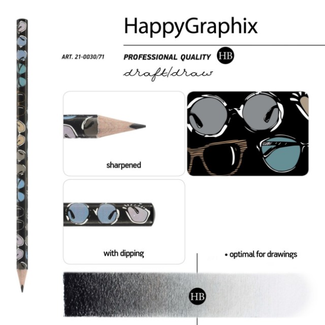 Карандаш ч/гр HB BV HappyGraphix Дамские штучки. Очки Превью 4