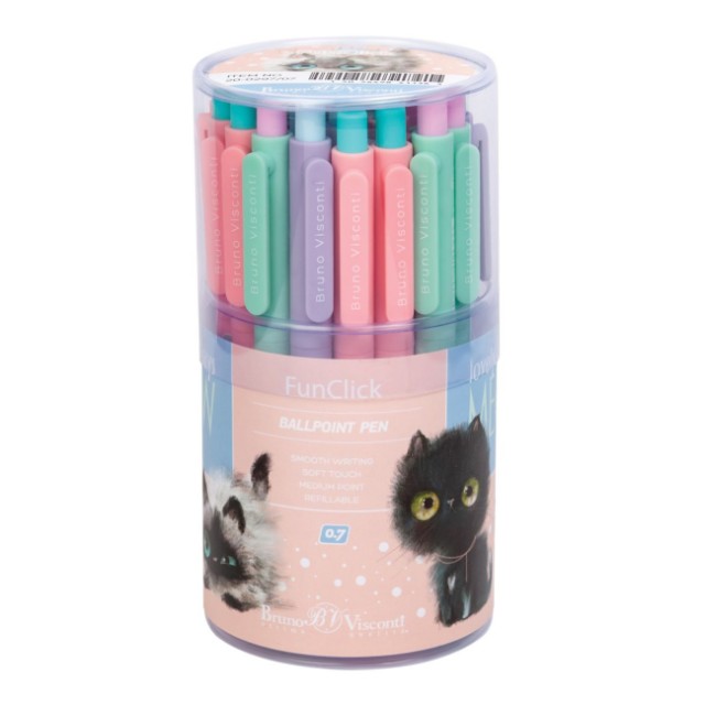 Ручка шариковая синяя BV FunClick Kitty life 0,7мм принт Превью 6