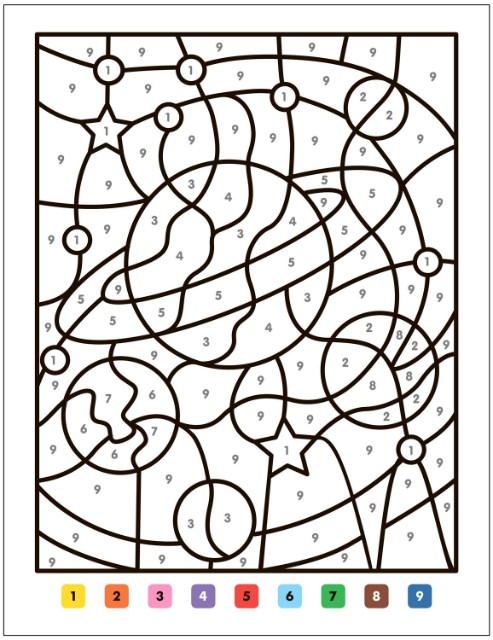 Раскраска Раскраски по номерам. В космосе Превью 2