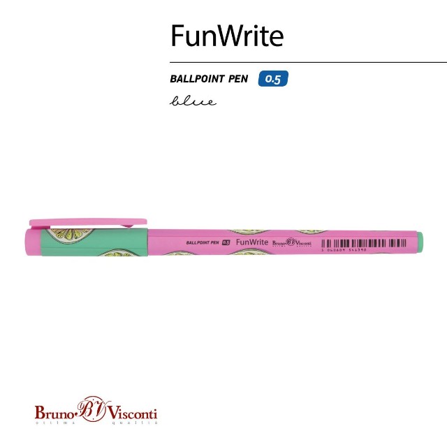 Ручка шариковая синяя BV FunWrite Fresh&Fruity. Лайм 0,5мм принт Превью 3