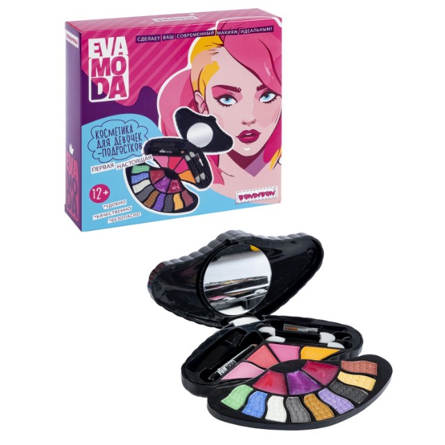 Набор детской декоративной косметики Bondibon Eva Moda тени для век-9шт. 7,2г, блеск для губ-3шт. 3,6г, румяна-4шт. Превью 3