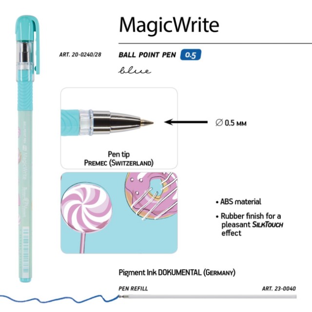 Ручка шариковая синяя BV MagicWrite Сладкое настроение. Леденцы 0,5мм Превью 1