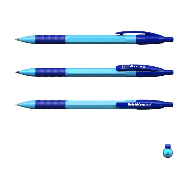 Ручка шариковая синяя EK R-301 Neon Matic&Grip автомат 0.7мм ассорти Превью 3