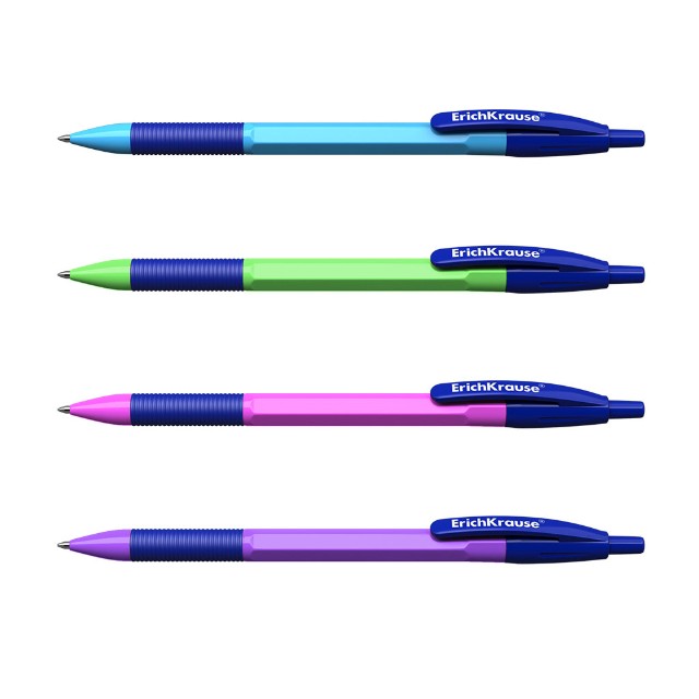 Ручка шариковая синяя EK R-301 Neon Matic&Grip автомат 0.7мм ассорти Превью 1