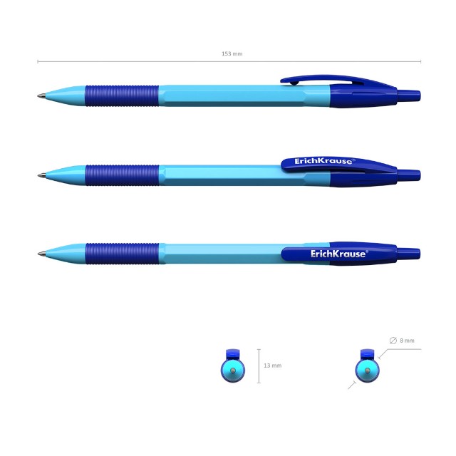 Ручка шариковая синяя EK R-301 Neon Matic&Grip автомат 0.7мм ассорти Превью 4