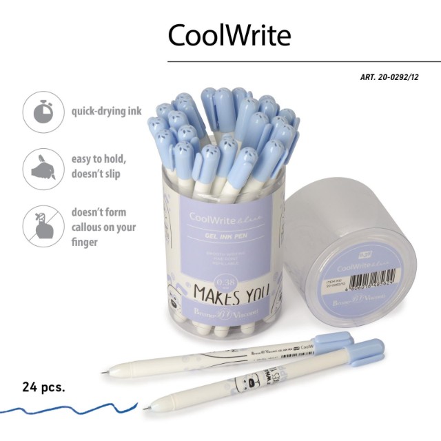 Ручка гелевая синяя BV CoolWrite Собака 0,38мм принт Превью 4