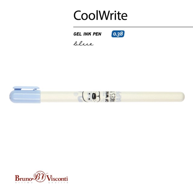 Ручка гелевая синяя BV CoolWrite Собака 0,38мм принт Превью 2