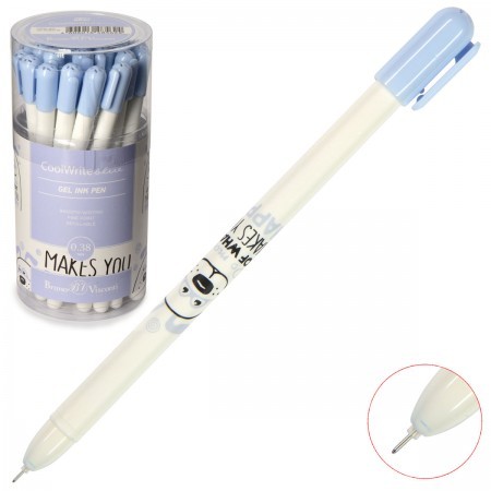 Ручка гелевая синяя BV CoolWrite Собака 0,38мм принт