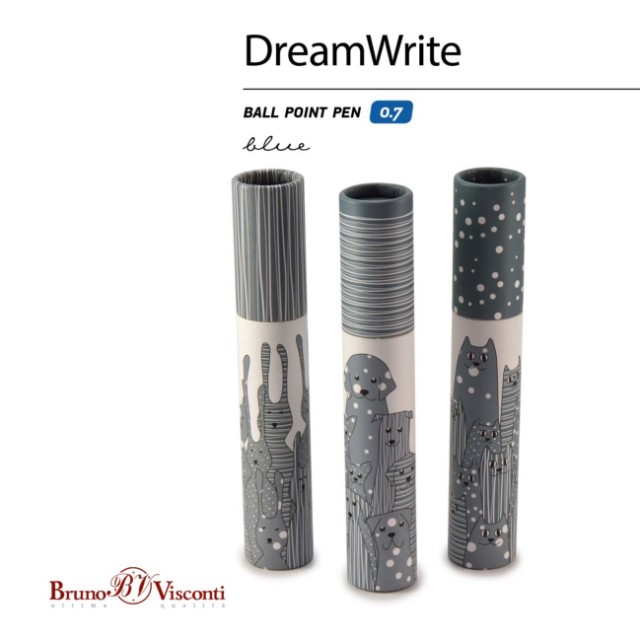 Ручка подар шар BV DreamWrite синяя 0,7мм Animals Pattern 3 вида Превью 4