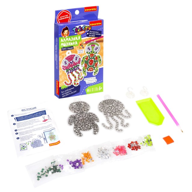 Творч Алмазная мозаика Наклейки на окно многоразовые Морские обитатели Превью 5