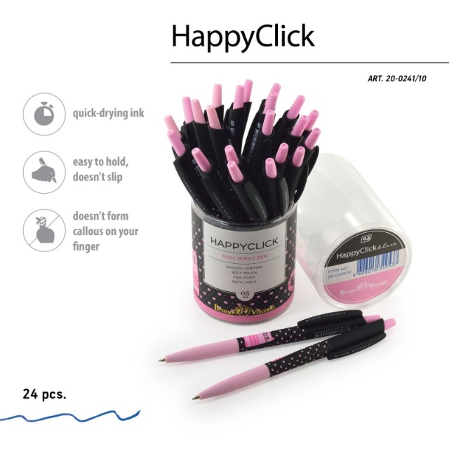 Ручка шариковая синяя BV HappyClick Розовая кошечка 0.5 Превью 2