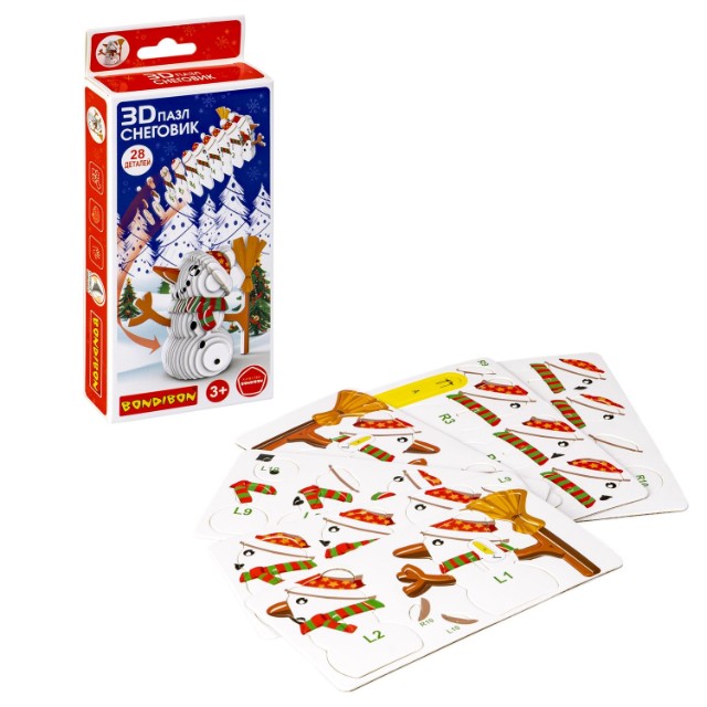 Пазл 3D Снеговик 28 деталей. Превью 4