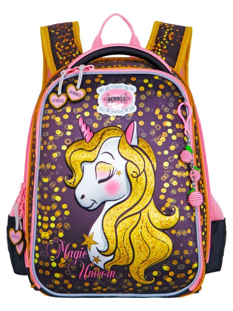 Ранец панцирный Across Единорог + мешок, пенал