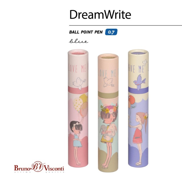 Ручка подар шар BV DreamWrite синяя 0,7мм Девочка и кролики Превью 4