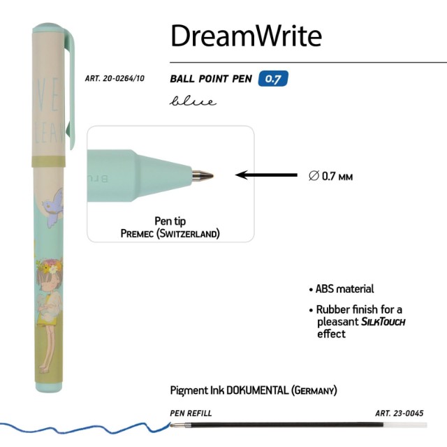 Ручка подар шар BV DreamWrite синяя 0,7мм Девочка и кролики Превью 6