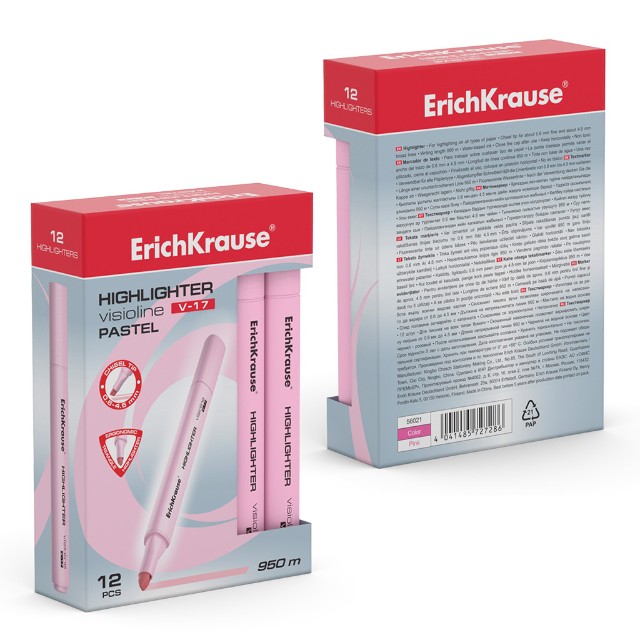 Маркер-выделитель розовый Visioline V-17 Pastel пастель Превью 1