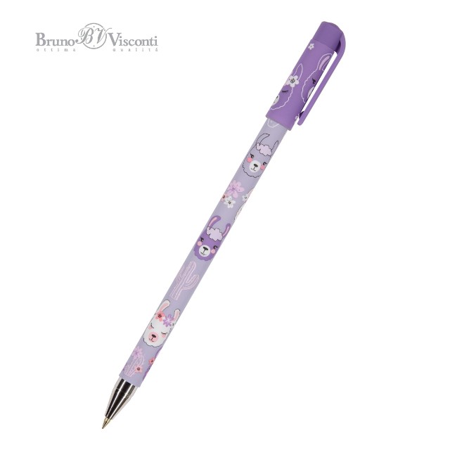 Ручка шариковая синяя BV HappyWrite Цирк. Ламы 0,5мм принт
