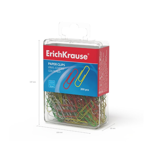 Скрепки 28мм 200шт цветные пл/уп Превью 1