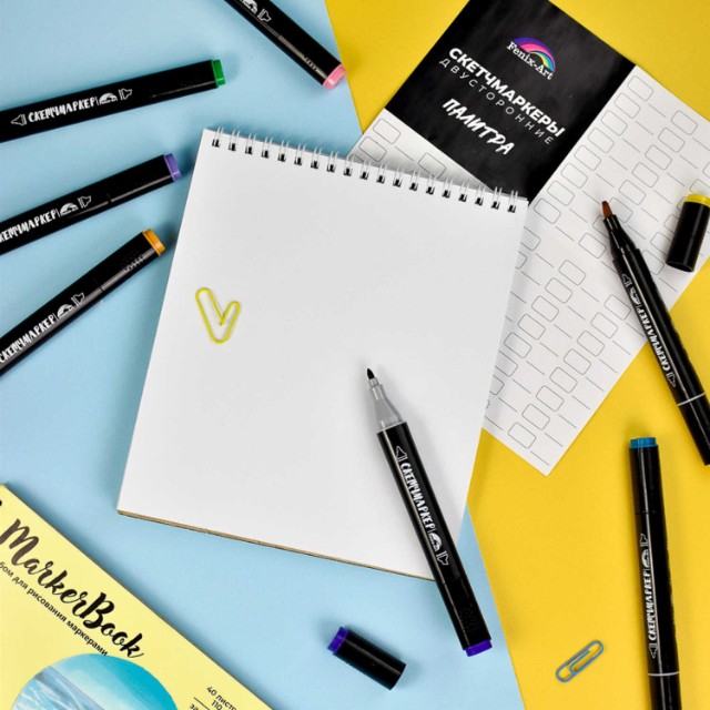 Маркеры д/скетчинга двуст 24цв 1-6,2мм основные цвета Квокка Превью 4