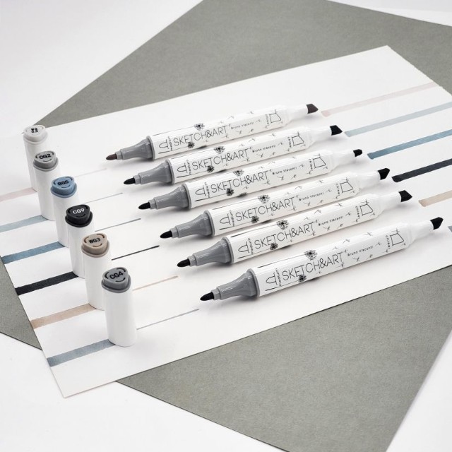 Маркеры д/скетчинга двуст 6цв 1-6мм BV Sketch&Art Графика Превью 1