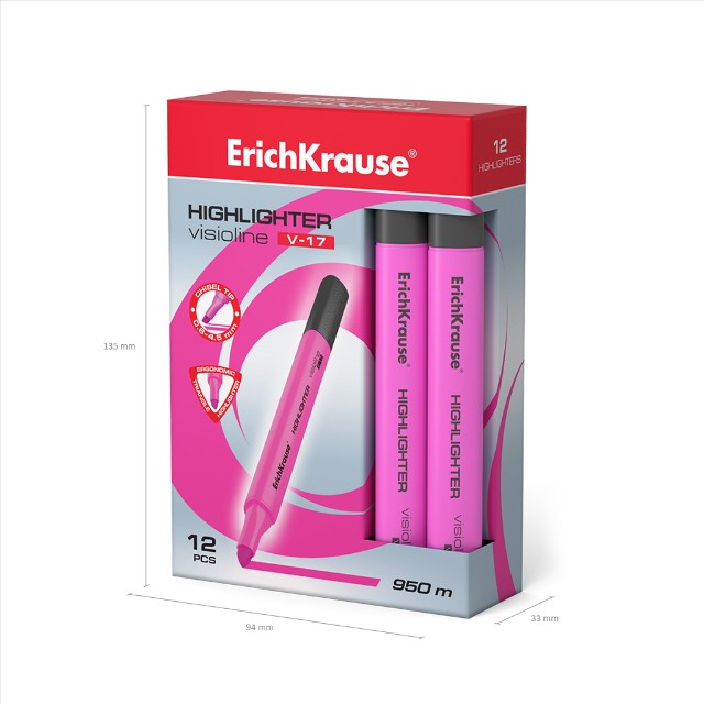 Маркер-выделитель розовый Visioline V-17 Превью 4