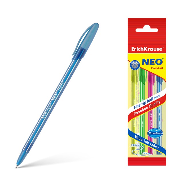 Ручка шариковая синяя EK Cocktail Neo полосатая ПОШТУЧНО