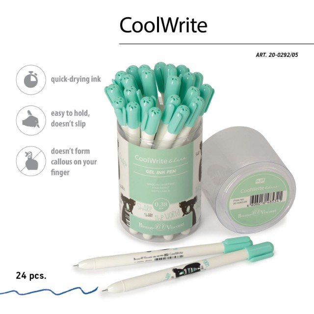 Ручка гелевая синяя BV CoolWrite Коала 0,38мм принт Превью 4