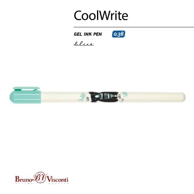 Ручка гелевая синяя BV CoolWrite Коала 0,38мм принт Превью 3
