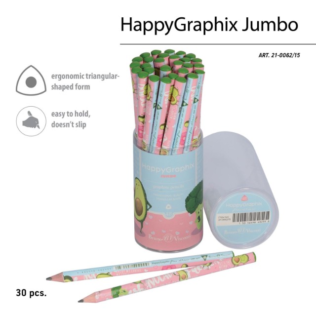Карандаш ч/гр толстый 4B BV HappyGraphix Jumbo. Авокадо. Модница 3.5 mm Превью 1