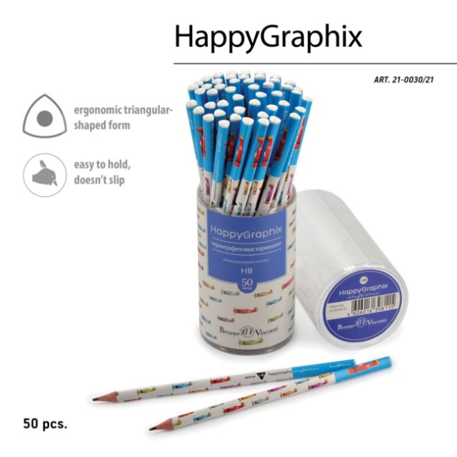Карандаш ч/гр HB BV HappyGraphix Самолеты трехгр б/ластика Превью 3