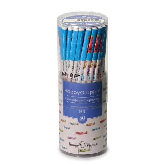 Карандаш ч/гр HB BV HappyGraphix Самолеты трехгр б/ластика Превью 1