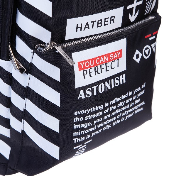Рюкзак молодежный Hatber Спорт-шик Черный 1 отделение 3 кармана и 1 потайной на спинке светоотраж Превью 6
