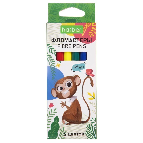 Фломастеры 6 цв Hatber ZOO к/к Превью 0
