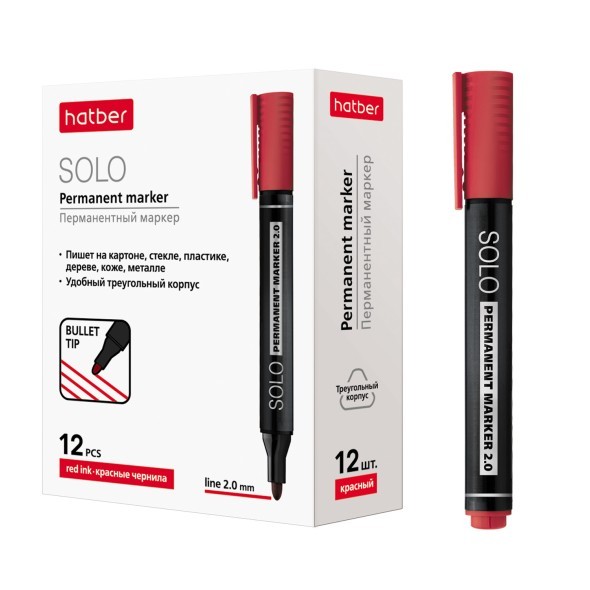 Маркер перм. красный кругл 2мм Превью 1