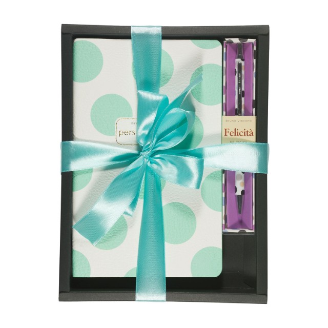 Набор подар BV Mint Polka Dots Ежедневник А5 и металл. ручка, в подар. коробке
