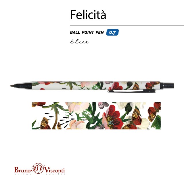 Ручка подар шар BV Felicita синяя 0,7мм Пионы Превью 4