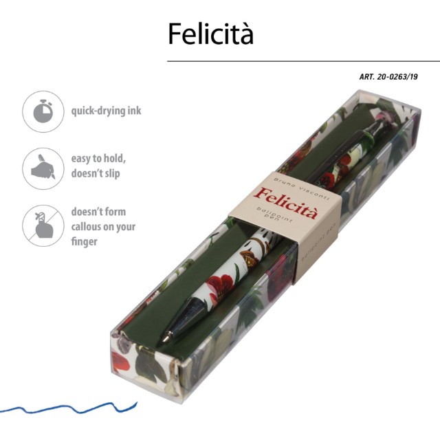 Ручка подар шар BV Felicita синяя 0,7мм Пионы Превью 5