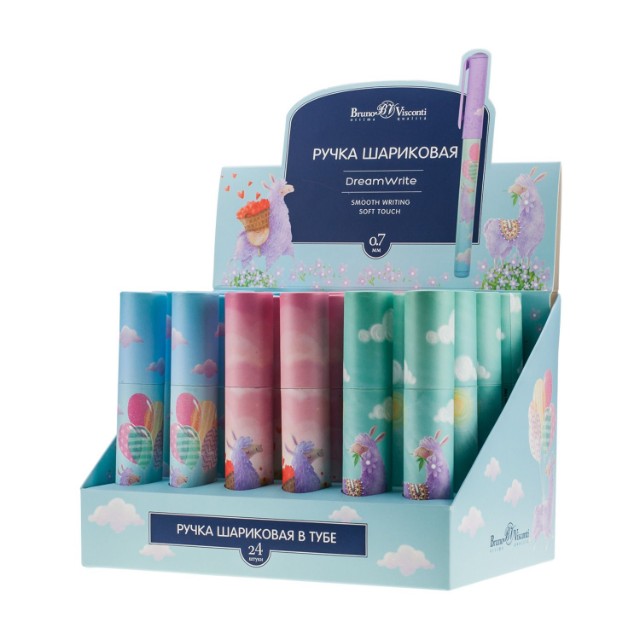 Ручка подар шар BV DreamWrite синяя 0,7мм Волшебные ламы  3 вида Превью 8