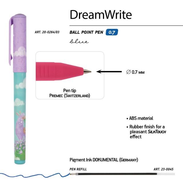 Ручка подар шар BV DreamWrite синяя 0,7мм Волшебные ламы  3 вида Превью 3