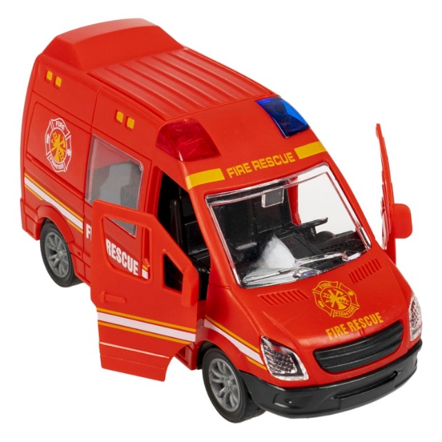 Машина Микроавтобус пожарной службы инерционная, открыв.двери и багажник, красный 12см пласт Превью 2