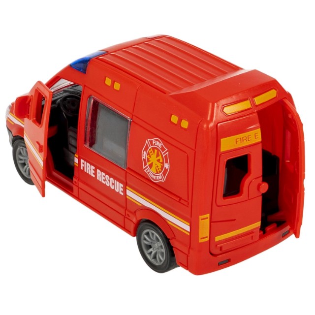 Машина Микроавтобус пожарной службы инерционная, открыв.двери и багажник, красный 12см пласт Превью 3