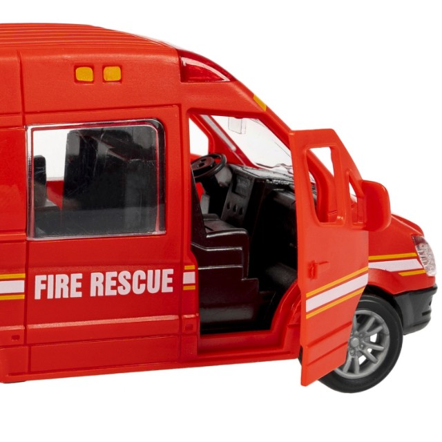 Машина Микроавтобус пожарной службы инерционная, открыв.двери и багажник, красный 12см пласт Превью 4