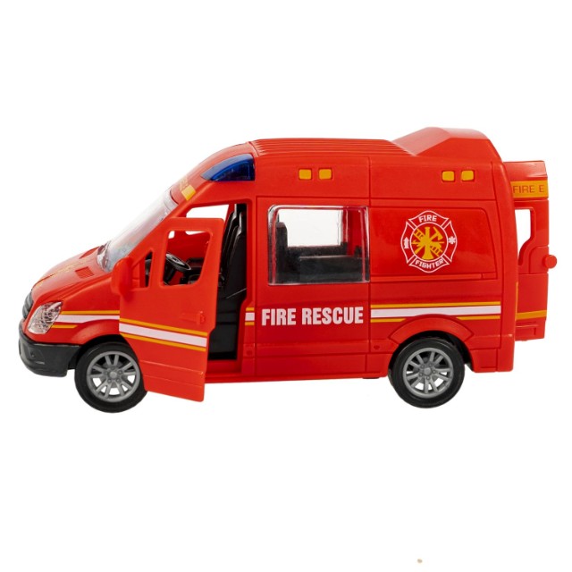 Машина Микроавтобус пожарной службы инерционная, открыв.двери и багажник, красный 12см пласт Превью 7