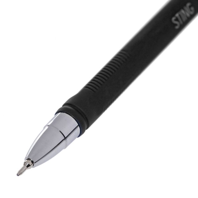 Ручка шариковая черная Hatber Sting 0,5мм игольч.пишущ.узел чернила на масл.основе soft ink трехгран.корпус Превью 2
