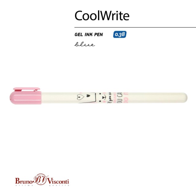 Ручка гелевая синяя BV CoolWrite Зайчик 0,38мм принт Превью 1
