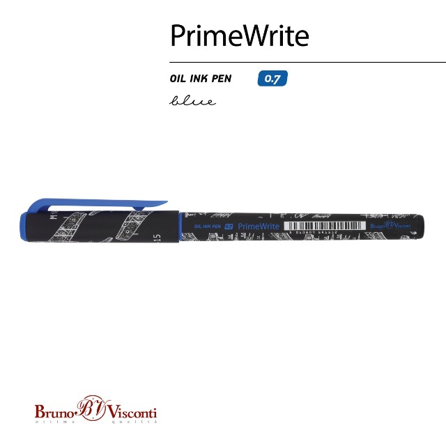 Ручка шариковая синяя BV PrimeWrite. Чертежи. Самолет 0,5мм принт Превью 4